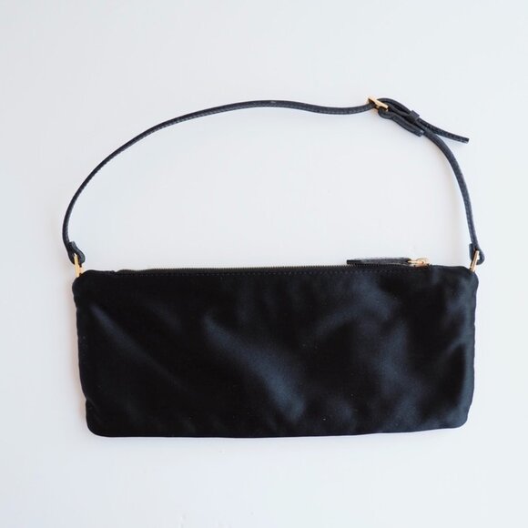 Authentic Preowned Valentino Black Satin Gold Studded Shoulder Bag - Picture 5 of 8